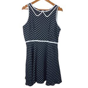 NEW! Lauren Conrad Black White Polka Dot Retro Sleeveless Dress Size 14